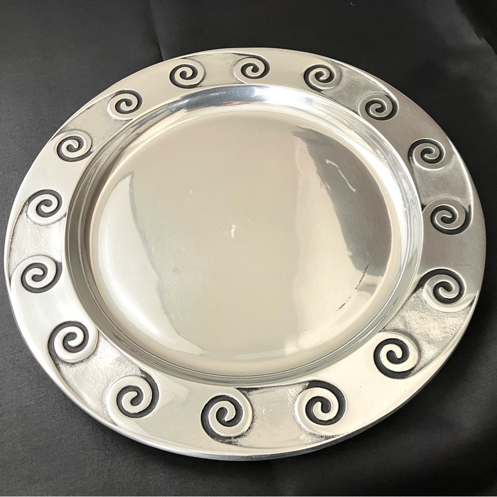 Wilton Armetale Silver Swirl Charger Serving Plate 12.25”